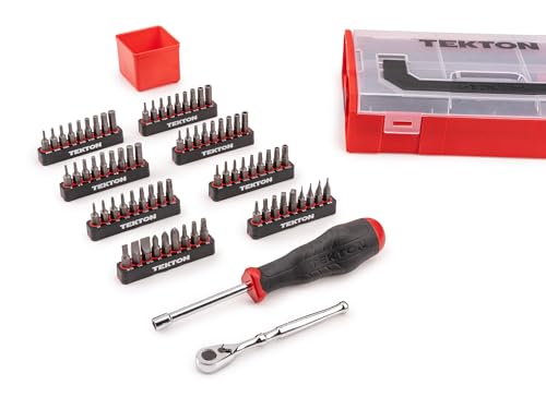 Image of TEKTON 1 /4 Inch Bit Driver and Bit Set, 74-Piece | DRV36001 | Mini Stacking Tool Box, Custom Foam