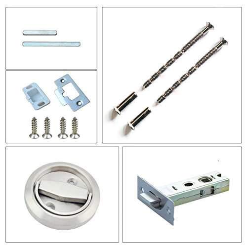 Stainless Steel 304 Corridor Door Locks Doorknobs Cabinet Ring Pulls Furniture Corridor Hidden Recessed Cup Install Privacy Sliding Door Latch Lock Without Keys Pack Of 1 #TOP1