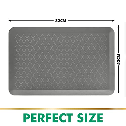 TurtleGrip Anti Fatigue Mat for Kitchen Floor, Durable Standing Desk Mat,Comfortable for Kitchen,Home, Office & Garage 82x52 cms (Grey). - Image 3