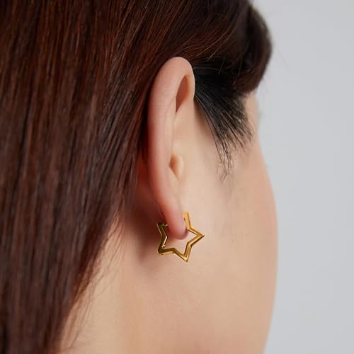 Image of BISAER Silver Huggie Hoop Earrings for Women, 925 Sterling Silver Post Star Small Hoop Earrings Hypoallergenic Lightweight Everyday Jewelry Gift Cute