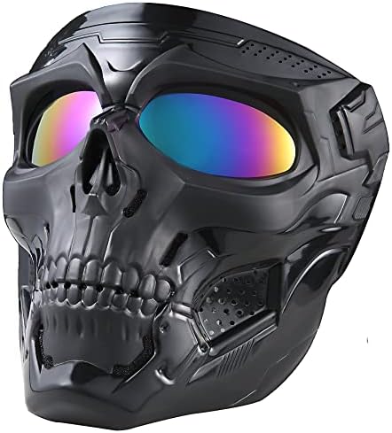 Airsoft Skull Mask Full Face Tactical Masks with PC Lens Eye Protection for Paintball Halloween Scary Masks,Motorcycle Goggles Racing Combat Tactical Military Goggles