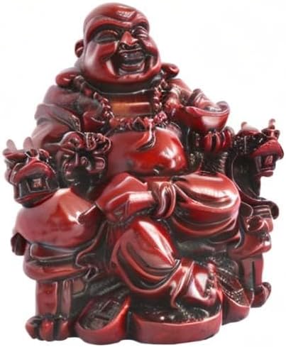 Miniatura 7 de Feng Shui Buda chino sonriente sentado en silla de dragón, escultura artesanal, riqueza de resina, estatua de la suerte feliz para decoración del