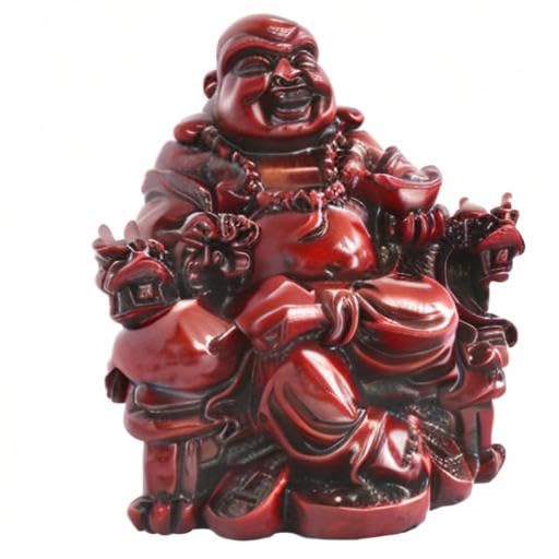 Estatua Feng Shui Buda Risueño sentando en silla dragón miniatura 7
