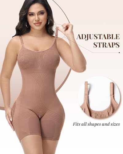 Image of SHAPESHE Shapewear for Women Faja Colombianas Moldeadoras Seamless Bodysuit | Built In Underwire, Short with Nipple Cover,Anti-slip Silicone Strips, Zipper Closure, Tummy Control, Butt Lifting,