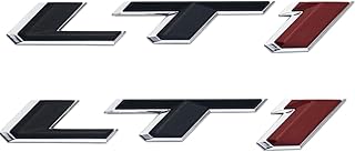 Pair Set LT1 Emblem 3D Side Door Badges Sticker Nameplate Replacement for Camaro (Chrome Black Red)