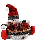 WeRChristmas - Cestino natalizio, centrotavola/soprammobile, con pupazzo di neve, multifunzionale, dimensioni: 18 cm