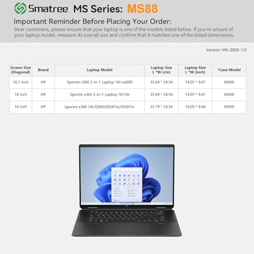 Funda rígida de EVA para evitar arañazos en HP Spectre x360 de 16 pulgadas Smatree MS88 2