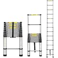 Miscoos Telescoping Ladder, 12.5FT Aluminum Telescopic Extension Ladder with Non-Slip Feet, Multi-Purpose Collapsible Ladder for RV or Outdoor Work,330lbs Capacity