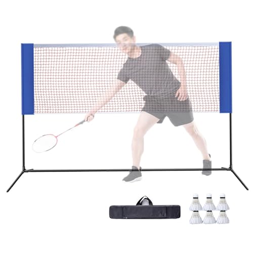 Filet de badminton portable et poteaux pliables pour entraînement en extérieur avec sac