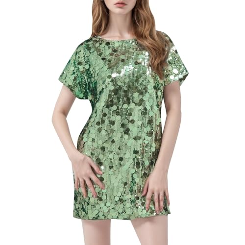 Tüllrock Damen Kleid Damen Pailletten Kurze,Etuikleid Paillettenkleid Frauen| Minikleid Damen Glitzer Kleid mit Fransen Off Shoulder Cocktailkleid Abendkleider Tunika Kleid A Linien Kleid