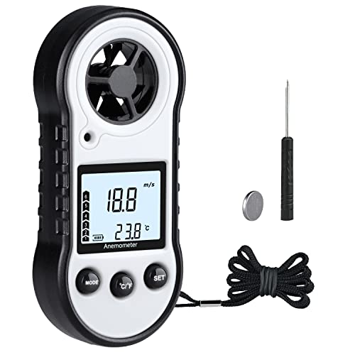Medidor de viento digital, caudalímetro de aire con herramienta de temperatura del viento  10 ° C ~ 45 ° C, Anemómetro para medir la velocidad del flujo de aire, medidor de viento