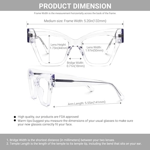Image of VOOGLAM Cat-eye Blue Light Blocking Glasses for Women Anti UV Eyestrain Eyewear Reginald