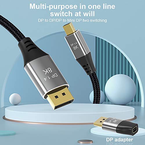 CABLEDECONN Mini DP to DisplayPort Cable DisplayPort 8K Bi-Directional Transmission Cable Mini DP Female to DP Male 5 cm převodník