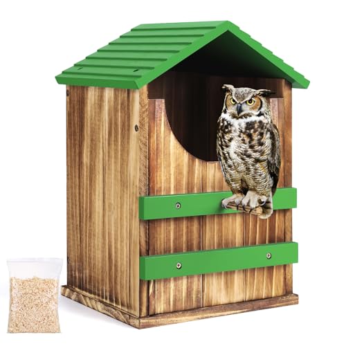 Owl House Bird Box With Shavings