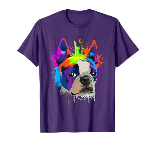 Splash Art Boston Terrier Dog Holder Gift Idea Dogs T-Shirt