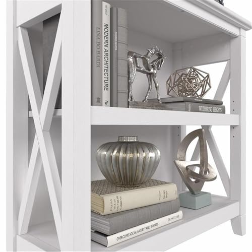 Bush Home Key West Small 2 Shelf Bookcase in Pure White Oak, Compact Home Organizer, Vertical Storage Solution, Bookshelf for Office or Living Room