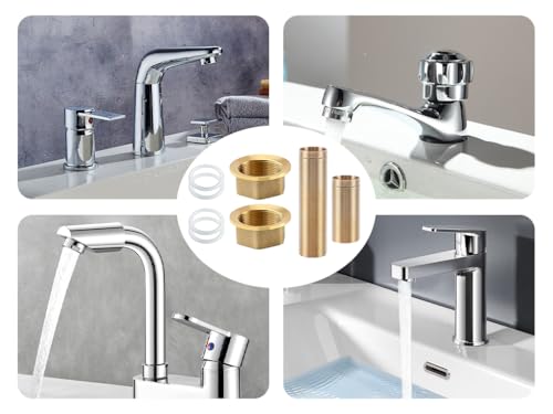 Anlising 2PCS Kalt Warmwasser Messing Rohrmuttern,Kaltwasserhahn Armaturen Nippel Kontermutter,Wasserhahn Verlängerte,Wasserhahnverlängerung,Verlängerung Gewinderohr,für Wasserhahneinbau(60MM &100MM)