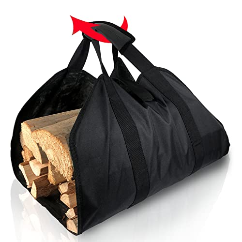 Joy-Tech Firewood Carrier, Fireplace Log Carrier Waterproof Canvas Log Carrier Tote Wood Carrying Bag For Firewood Foldable Wood Carrier Padded Handles,For Indoor Outdoor Fireplace Camping #TOP4