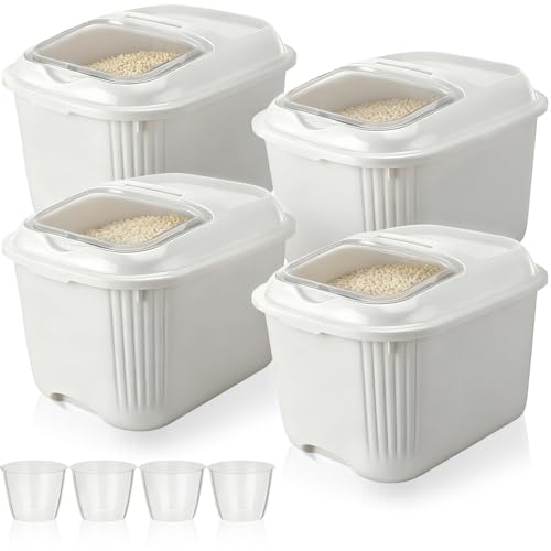 4 Pack Sugar Storage Containers with Wheels & Measuring Cup