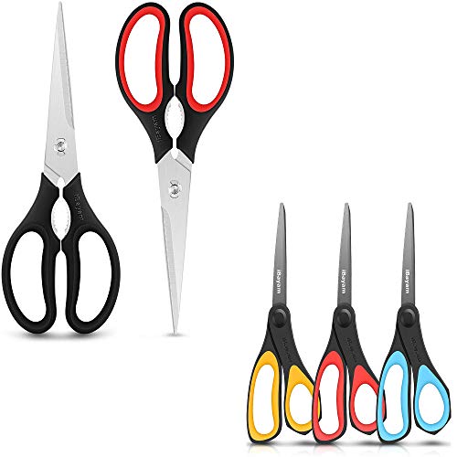 Scissors, iBayam Heavy Duty Kitchen Shears, 2-Pack 9 Inch Dishwasher Safe Come Apart Food Scissors & 3 Pack 8