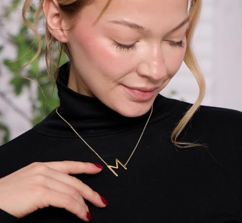 Beaux Bijoux Sideways Initial Necklaces for Women | 14k Gold and Silver Letter Necklaces | Unique Birthday Gift | Trendy Jewelry | Dainty Handmade Necklaces for Women3
