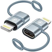 USB C auf Lightning Adapter (2Stück), Adapter USBC auf Lightning PD 36W Schnelles Laden für iPhone 14/14 Pro/13 12 11 Pro Max/Mini/XS/XR/iPad/iPod/AirPods,USB C Lightning Adapter mit Anti Verlust Seil