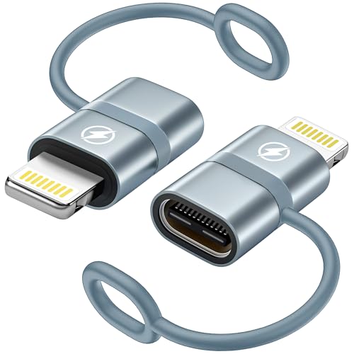 USB C auf Lightning Adapter (2Stück), Adapter USBC auf Lightning PD 36W Schnelles Laden für iPhone 14/14 Pro/13 12 11 Pro Max/Mini/XS/XR/iPad/iPod/AirPods,USB C Lightning Adapter mit Anti Verlust Seil