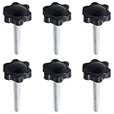 LifCratms 6 Pieces M5 x 30mm Thread Star Knobs, Plastic Hex Shaped Clamping Knob Handle Hand Tightening Screw Knob for Umbrella Base Replacement
