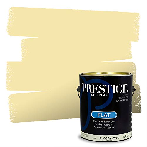 Prestige Paints Exterior Paint and Primer in One, Comparable Match of Sherwin Williams* Glisten Yellow*, Flat, 1 Gallon