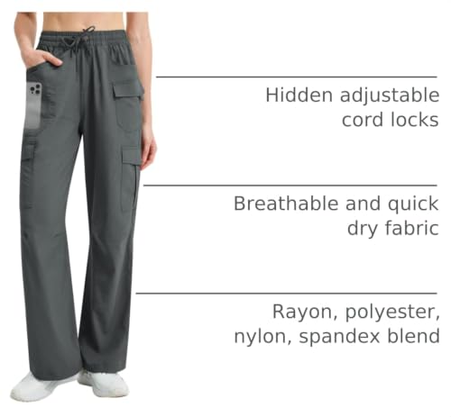 Image of Women's Cargo Pants 28 inch /30 inch Lightweight Quick Dry Casual Travel Pant Streetwear for Work Hiking Outdoor with 8 Pockets