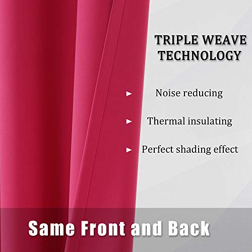 image for DUALIFE Pink Blackout Curtains 63 Inch Length for Girls Room Thermal I
