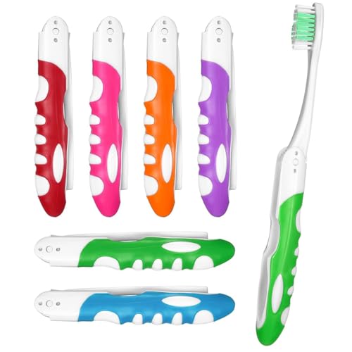 OHREN 6 Pezzi Spazzolino da Viaggio Pieghevole per Viaggi Campeggio Bambini Adulti