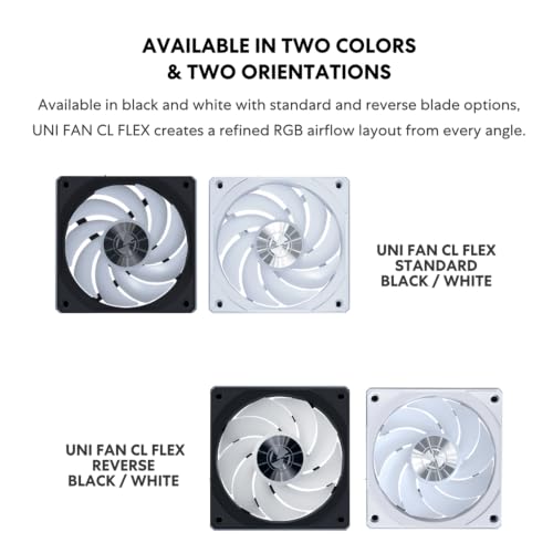 Image of Lian Li UNI Fan CL Flex 120 Reverse Blade ARGB PWM Fan, 3 Pack, White