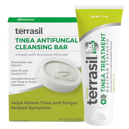 terrasil Tinea Versicolor Treatment Cream + Tinea Soap, Antifungal Cream and Soap Kit (1.7oz Tube + 75g Cleansing Bar) Clinically Proven Clotrimazole 1% Antifungal Treatment & Soap