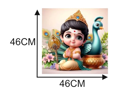 Image of Akki World Kartik With Mor God Wall Poster For Pooja Room, Office, Bedroom (Size- 46Cm X 46Cm)