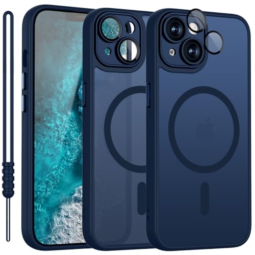 SouliGo Coque Magnétique pour iPhone 13 Compatible avec MagSafe, Bleu Foncé