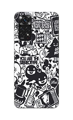 Image of Printed Hard Back Cover Case for Mi Redmi Note 11 4G Back Cover (Mixed Cartoon) -702