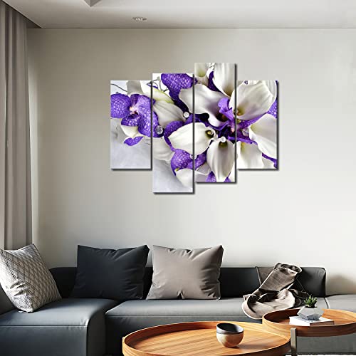 Bunch Of Flowers In White And Dark Purple Wall Art Painting Pictures Print On Canvas Flower The Picture For Home Modern Decoration #TOP4