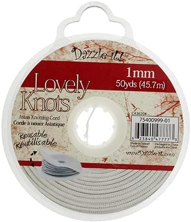 Dazzle-It! Lovely Knots - Asian Knotting Cord 1mm Thick - White (50 Yards On Bobbin)