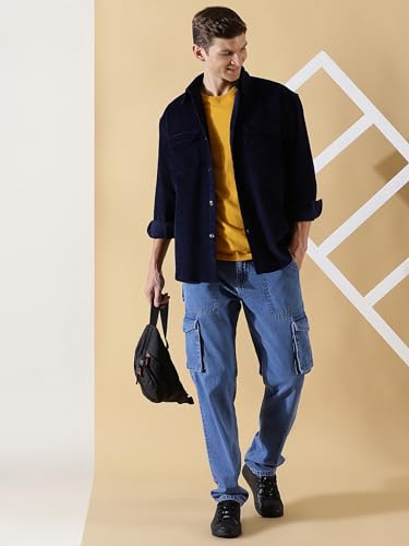 Image of Thomas Scott Men's Premium Spread Collar Double Pocket Corduroy Oversized Shackets