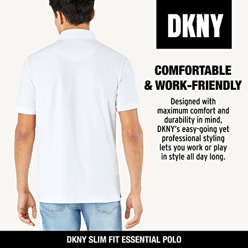 Dkny Men’s Polo Shirt – Cotton Mens Short Sleeve Polo Shirts | No Curl Collar Quick Dry Regular Fit Moisture-Wicking Golf Shirt For Men (Sizes: S-2Xl) White #TOP4