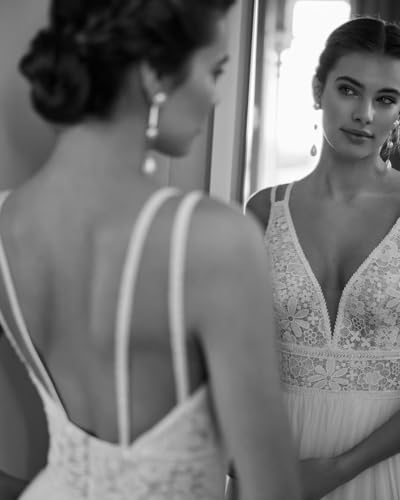 Lace Mermaid Wedding Dress for Bride A Line Tulle Corset Boho Beach Bridal Gown with Long Train 20254