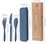 8 Ensembles Couverts en paille de blé, ensemble d'ustensiles de voyage portables réutilisables avec boîtier, ensemble de table de fourche à couteaux à cuillères, pour enfants Camping pique-nique de voyage pour adultes ou utilisation quotidienne (8 Couleurs)