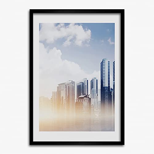 Cadre photo 50x70 cm Tulup en bois MDF avec affiche moderne de gratte-ciel