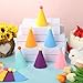 Halloscume 24 Pcs Mini Party Hat for Stuffed Animal Birthday Party Colorful DIY Felt Cone Hat with Pom for Craft (Macaroon)