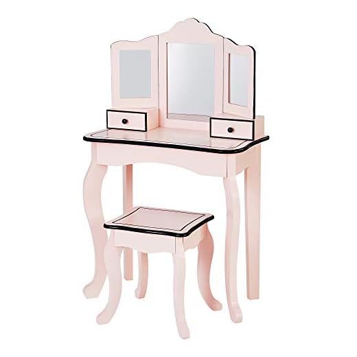 Teamson Kids - Little Lady Gisele Toy Vanity Set - Pink / Black