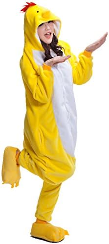 Adult Chicken Kigurumi Animal Costume Pajamas Homewear Lounge Wear L Yellow