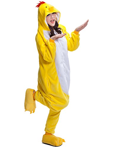UreeUine Adult Chicken Kigurumi Animal Costume Pajamas Homewear Lounge Wear - Medium