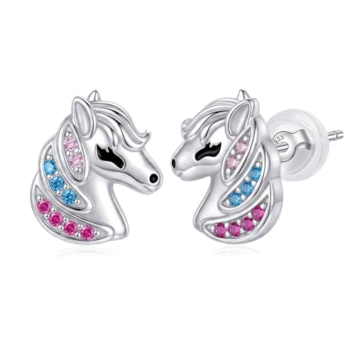 Hifeeled Boucles d'oreilles Femme Argent Sterling 925 - Boucles d'oreilles Cheval, Cadeaux Bijoux Original pour Fille Femmes Amie Sœurs