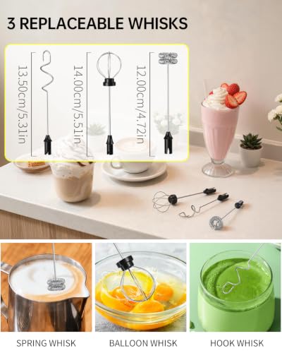 Image of CIRCLE JOY Electric Milk Frother with Variable Speed & 3 Detachable Whisk, Rechargeable Coffee Frother with Stand & Storage Box, Electric Drink Mixer Handheld Stirrer for Latte Cappuccino Matcha Milk
